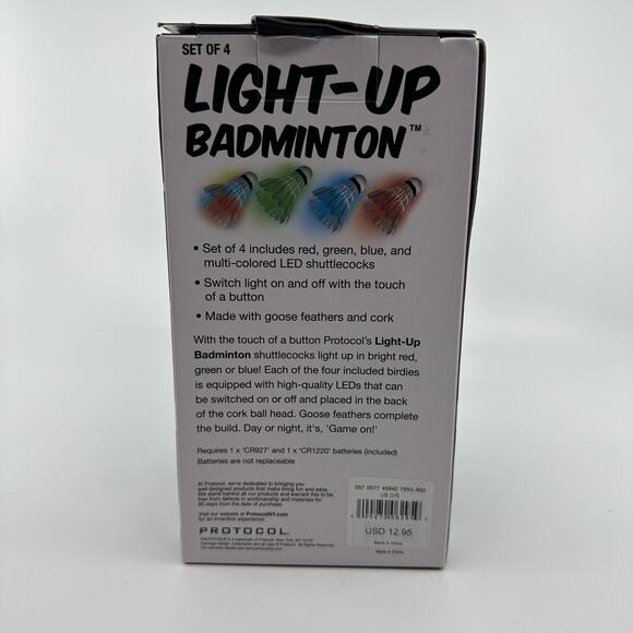 Protocol Light Up LED Badminton Shuttlecocks LED Goose Feather Cork Balls 4 Pcs - Picture 3 of 3